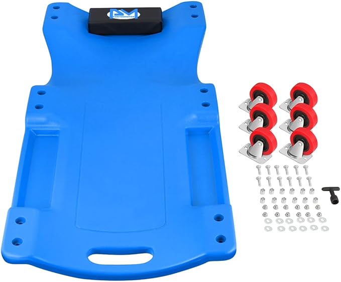 PM PERFORMOTOR 36" L X 17" W x 4.25" H Vehicle Repair Low Profile Automotive Creeper w/Padded Headrest, Blue, PM-TOL-CPC36-BL