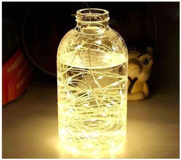LED Fairy Lights Battery Operated String Lights Waterproof Silver Wire Firefly Lights for DIY Crafts Wedding Indoor Outdoor Christmas Patio Garden Decoration (Pure White, 33FT-100LEDS)