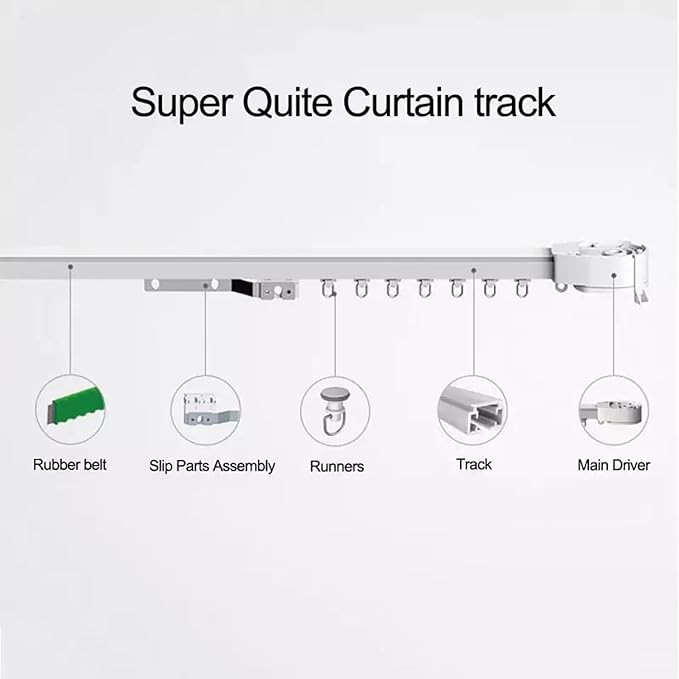 Smart Curtains System, Automatic Curtain Opener with Remote, Control by Alexa Google Home Connector APP WiFi Motorized Curtain Motor Track, Electric Curtain Opener for Bedroom (4m(157.48inch)), White