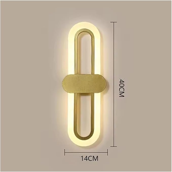 Bedroom Bedside Modern Minimalist Living Room Background Wall Led Three-Color Light-Changing Wall Lamp Simple Aisle Balcony Lamp(Gold,Cool White(5500-7000K))