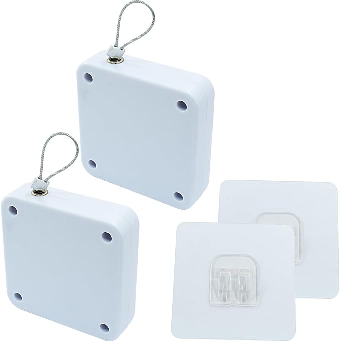 2Pcs Automatic Sliding Door Closer Punch Free Door Closer Automatic Door Closer Steel Drawstring for Bedroom/Bathroom/Office (800g Tension, White)