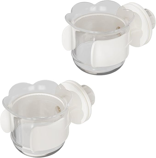 2pcs/4pcs PET Bird Bowls with Clamp, Bird Cage Feeder, Durable Water Bowl, Feeding Cups, Water Feeder for Cockatiel, Parakeet, Macaw, Finches, Lovebirds, Small Animals Gray (White, 2pcs)
