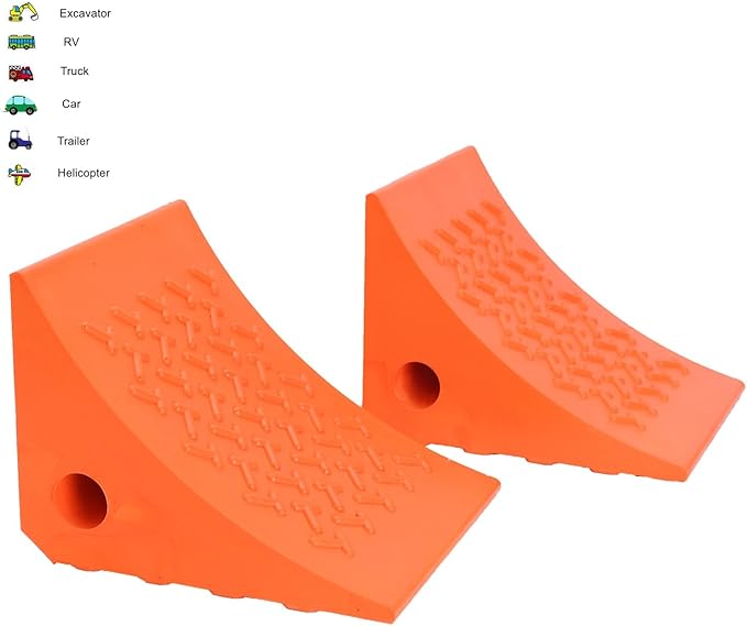 Wheel Chocks, Rubber Wheel Chock with Curved, Durable, Non-Slip, Solid Trailer Wheel Chocks for Boat Trailers, RV, Truck, Camper, 30000lbs (Orange)