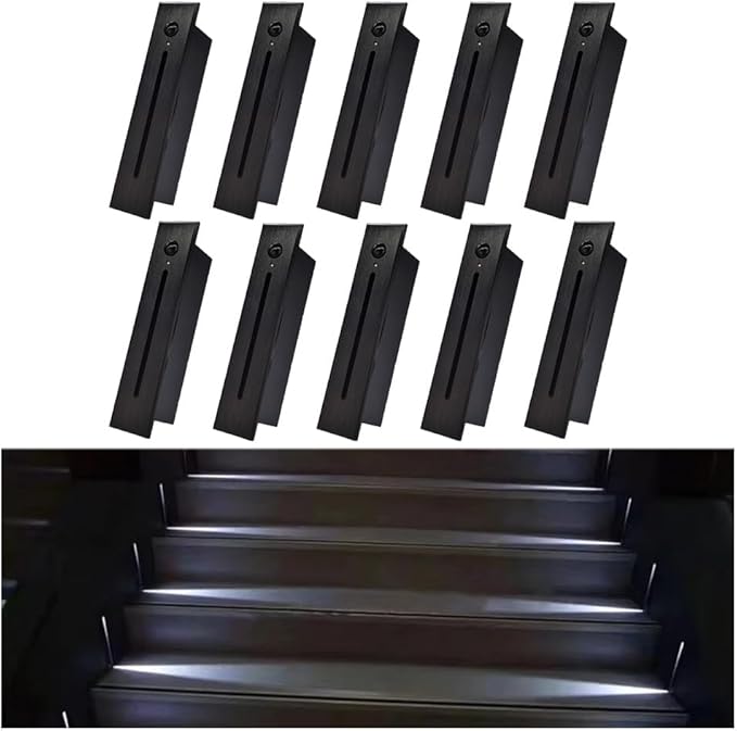 Recessed LED Step Lights Stair Light Indoor, 90-265V 3W Not Waterproof for Stairs/Decks/Steps/Door Side/Hallway/Doorway/Paths Lighting 10PCS-4000K Brushed Black