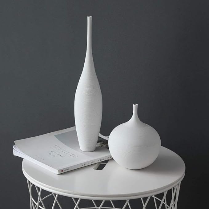 White Black Ceramic Vase Set, Modern Minimalist Ornaments Living Room Home Decor Decoration,Set 2(A+B+C)