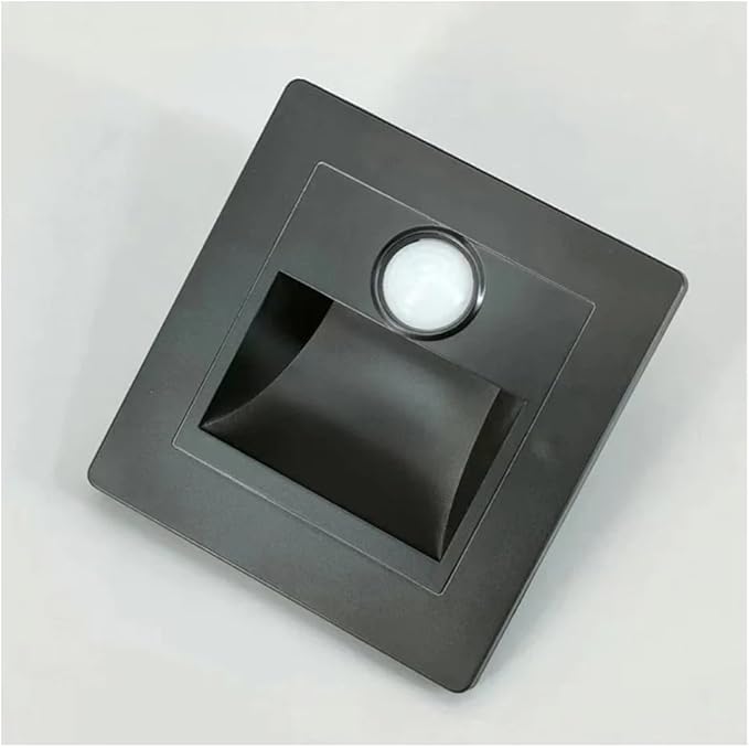 Motion Sensor Stair 3000K Lights Indoor Stair Step Wall Lamp 3W Recessed LED Step Light Staircase Bedroom Decoration Black