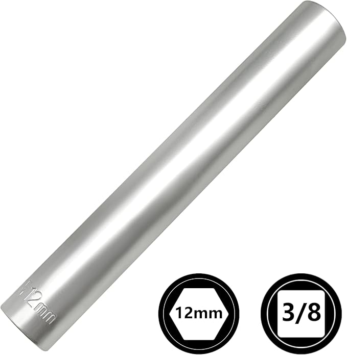 ZKTOOL Deep Metrichex Socket Tool, 3/8-Inch Drive Deep Metric Socket Tool 12MM - Extra Long Deep 120MM