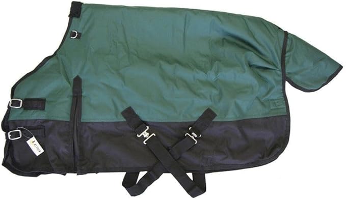 AJ Tack 1200D Waterproof Winter Pony Blanket - 300g Heavyweight Turnout with Fleece Collar, Shoulder Gussets & Tail Flap - Black 56"