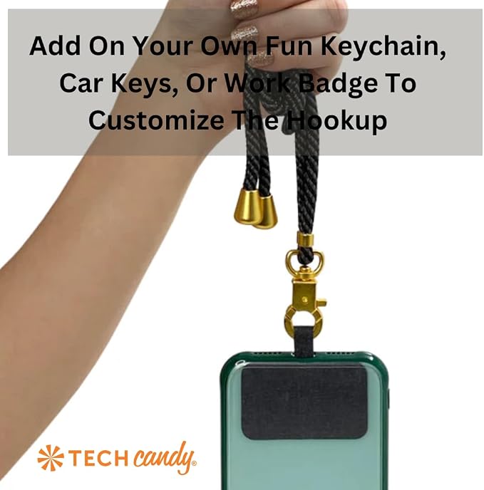 Tech Candy The Hookup Universal Lanyard Mobile Cell Phone Strap, Dark Slate - Quality, Wrist, Neck, Crossbody, Adjustable
