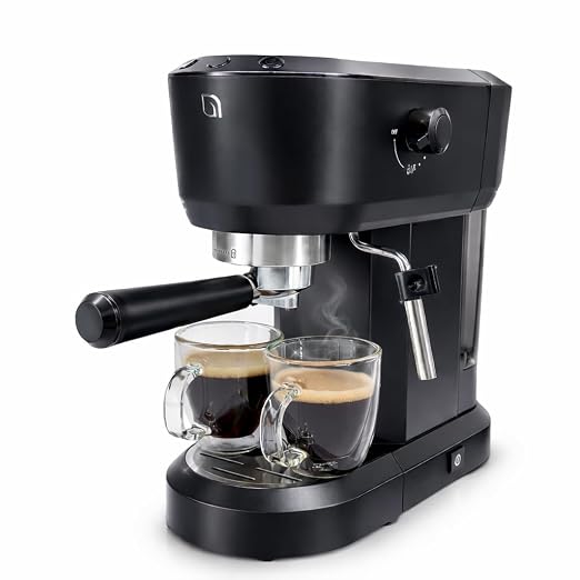 WILLOW Eco Series Espresso Machine 15 Bar with Milk Frother Steam Wand, Built-In Tamper & Hot Water Dispenser, 1350W Espresso Coffee Maker with 40oz Removable Water Tank for Cappuccino, Latte - BLACK
