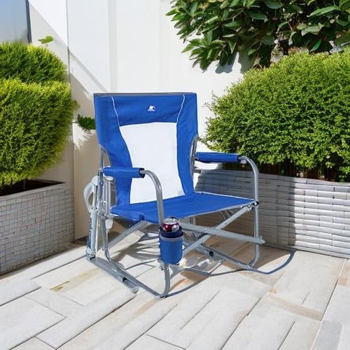 GCI Outdoor Beach Rocker Chair - Portable Folding Design in Saybrook Blue for Ultimate Comfort