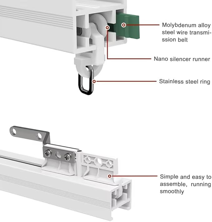 Matter Smart Curtain Track System, Hidden Motorized Curtain Rail, 1.8N.m 60kg Load, QR Pairing WiFi, Compatible with HomeKit Alexa Google Home SmartThings, Remote (4 meters (157.4 inches))