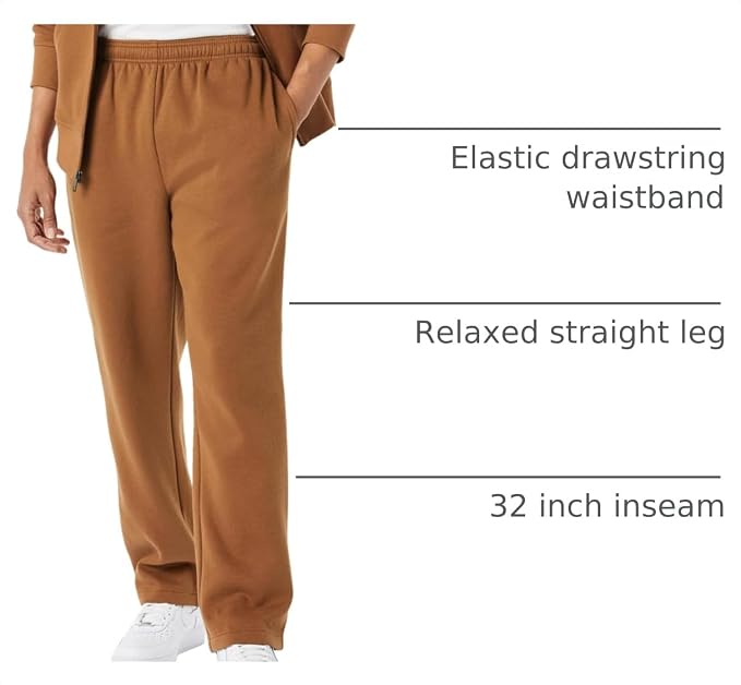 Amazon Essentials Men's Relaxed Straight Leg Fleece Open Bottom Sweatpant (Available in Big & Tall)