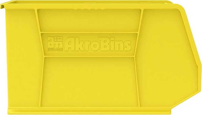 Akro-Mils 30260 AkroBins Plastic Storage Bins, Space-Saving Stackable Bins for Garage, Pantry, Craft Organization, 18-" x 11-" x 10-", Yellow, 6-Pack