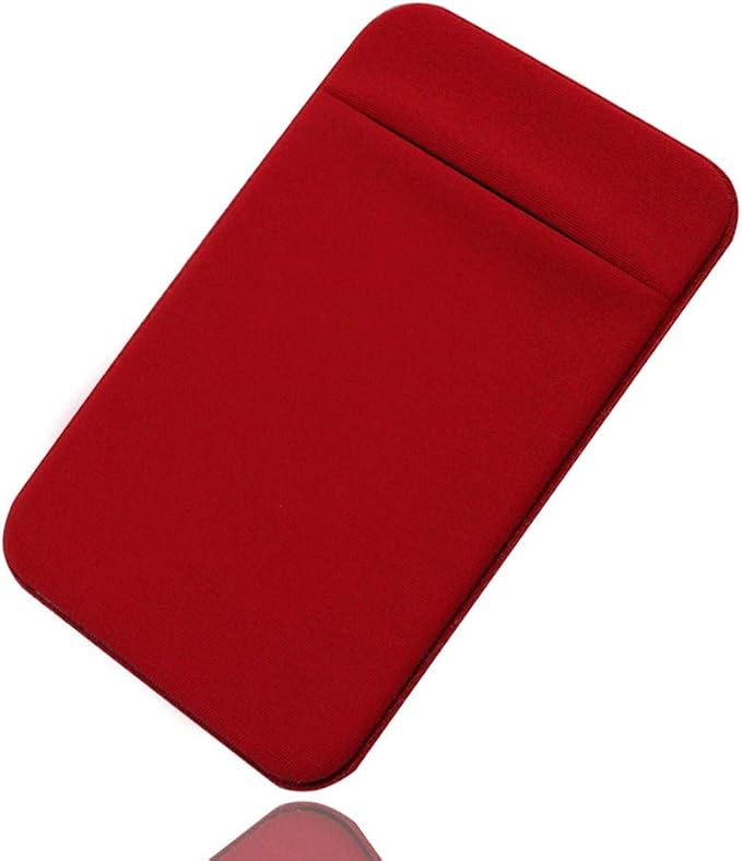 Slim Credit Card Holder for Back of Cell Phone, Stretchy Ultra Lycra 3M Self Adhesive Phone Pocket Stick On Wallet for ID Credit Card Pocket for iPhone Android Galaxy (Red+White+Blue)