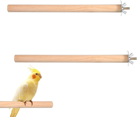 2PCS Bird Perches for Cage Wooden Parrot Perch Stand, Parrot Perches Toys Wood Perch with Different Widths Bird Cage Toys Cages Accessories for Macaws, Small Parakeets, Conures, Budgies, Finches