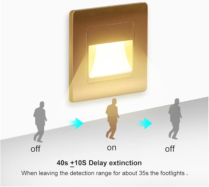 LED Wall Lamp PIR Motion Sensor Stair Case Light AC85-265V Recessed Step Lamp Corridor Lighting Indoor Wall Lighting Gold