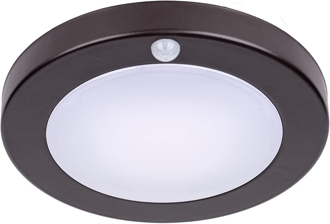 LIT-PaTH LED Flush Mount Ceiling Light, Closet Lighting Fixture with Motion Sensor, 10.5W, 700 Lumen, 6.2 Inch, Anti-Rust Galvanized Housing, Bronze Finish 5000K 1-Pack