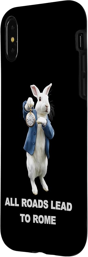 Funny AI Rabbit Meme Tshirt - All Roads Lead to Rome Humor Case for iPhone X/XS