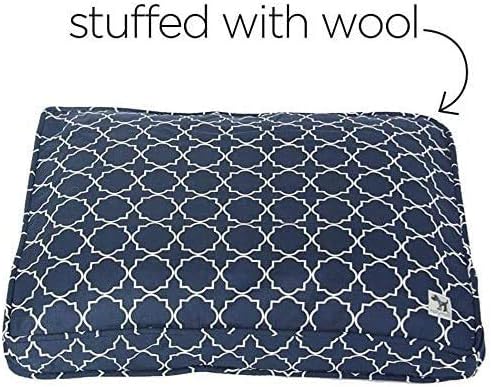 Molly Mutt Sheepy Wool-Filled Crate Pad, GOTS-Certified 100% Organic Cotton Canvas Cover with Soft 100% Natural Wool Insert, Ideal for Dog Bed or Kennel, Romeo & Juliet, 30" x 21" x 2.5"