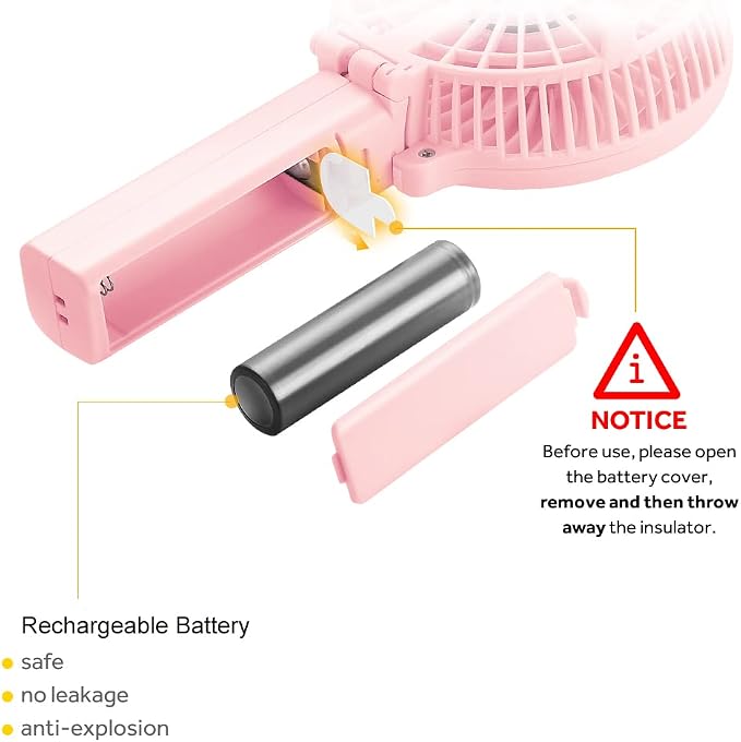 EasyAcc Mini Handheld Fan, Personal Cooling Fan Folding USB Desk Fan Small Portable Table Fan for Travel Camping Outdoors Office Home - Pink…