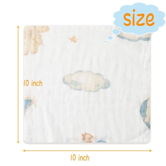norinori Baby Msulin Washcloths Newborn Face Towel - Baby Muslin Burp Cloths 6Pack Soft Absorbent Natural Cotton Wash Towel 10"X10" Baby Bath Towels Wipes Baby Registry as Shower