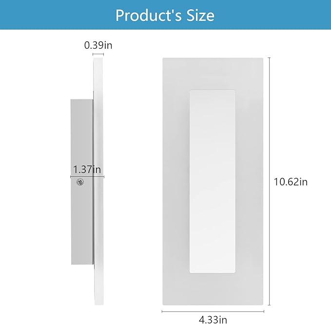 LMQNINE Modern Dimmable LED Wall Sconces Set of Two with 10%-100% Brightness Wall Light 9W 6000K Acrylic Chrome Wall Sconces Wall Lighting for Bedroom Living Room Hallway Staircase Corridor