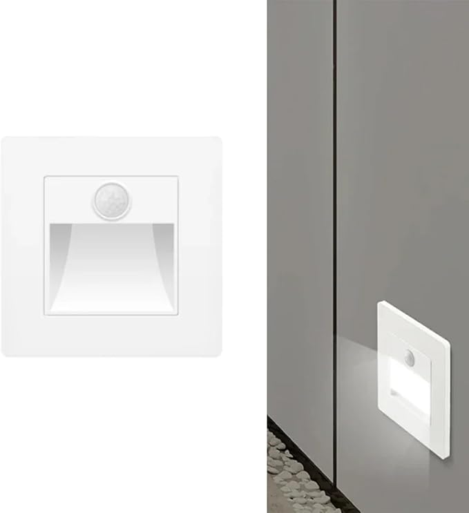 2 Pack Recessed Motion Detector Sensor Led Stair Light Wall Lamp Sconce Lighting Step Stairway Aisle Lamps Basement Passage Footlights