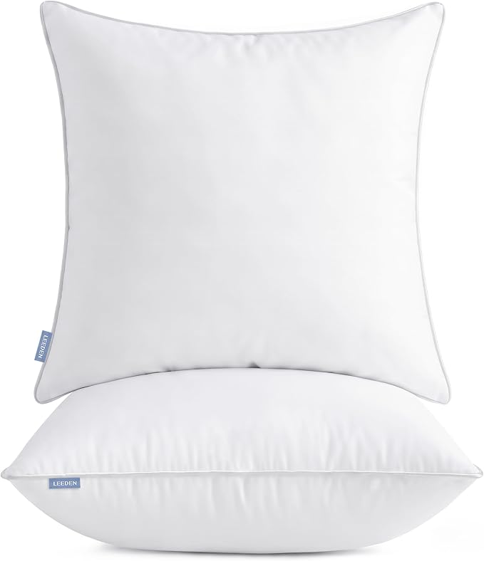 Leeden 30x30 Pillow Inserts Set of 2-30 Inch Extra Large Pillow Insert, Soft Fluffy Decorative Square Cushions for Couch Bed, White Insert Pair