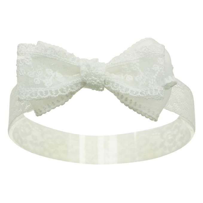 Nihao Baby Off White Lace Baptism Headband Christening Hair Accessories (0-6 months,B-Off White Lace Bow)