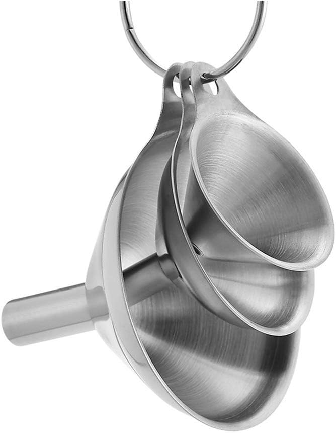 Norpro 3-Piece Stainless Steel Funnel Set, Large, Medium, and Small Mouth (2-Sets Total)