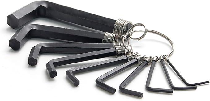 Utoolmart Hex Key Set, 10 in 1 Metric L Shape Hexagon Head Wrench with Ring for Repair Tool (Black)