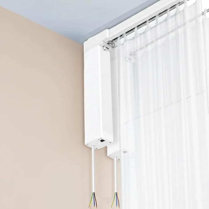 RS485 Motorized Curtain Track System, Heavy Duty Automatic Curtain Opener, Smart Electric Curtains with Remote for Ceiling Mount, 80kg Capacity (6.0 meters (236.2 inches))