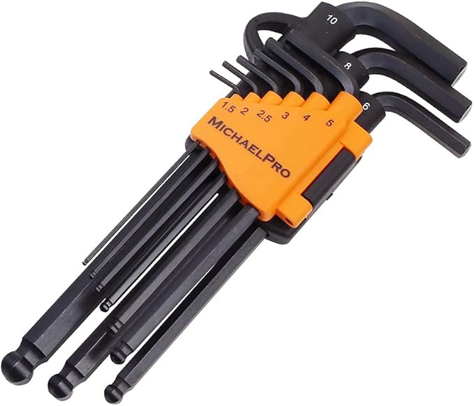 MichaelPro MP001048 Ball End Hex Key Set, 9pc Allen Wrench Set in Metric, Comes with a Convenient Storage Holder with Hook