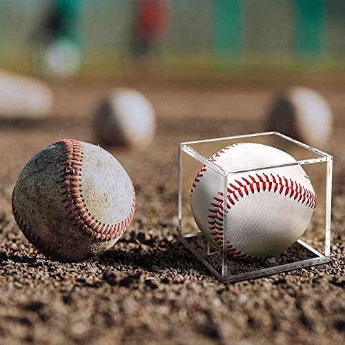 Skiennix 12 Pack Acrylic Display Boxes - UV Protected Clear Cases for Baseball Memorabilia & Autograph Balls
