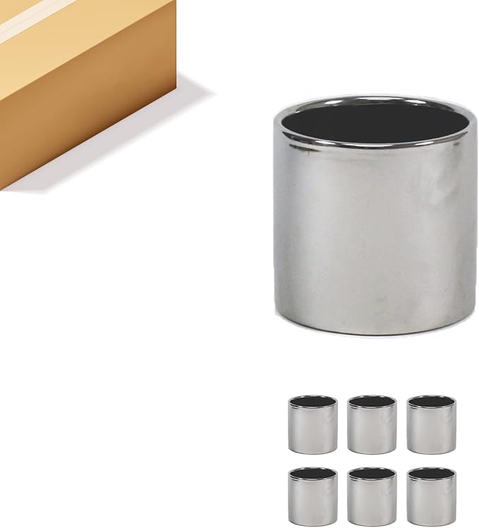 WGVI Silver Ceramic Cylinder Vase Width 6.5" Height 6", Flower Arrangements, Candle Holder, Terrarium Planter Pot, Storage Container Organizer, Pen Brush Holder, Smooth Silver Tabletop Decor, 6 Pc