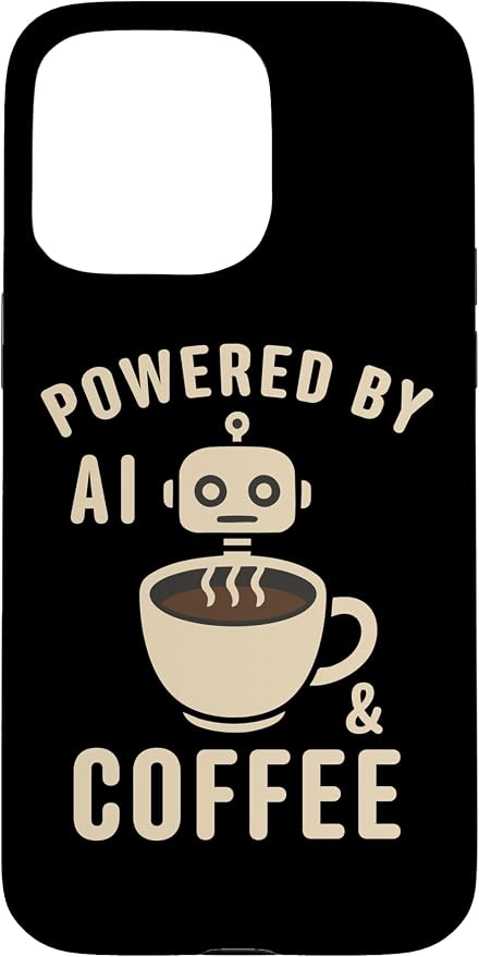 Powered by AI and Coffee Robot Case for iPhone 15 Pro Max