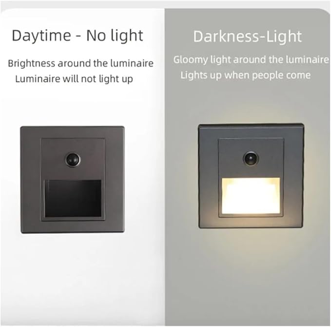 3W Motion Sensor Stair Lights 3000K Recessed LED Step Light Indoor Stair Step Wall Lamp Staircase Bedroom Decoration 1Pcs White