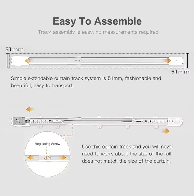 ZigBee Smart Curtain Motor with Retractable Track, Automatic Curtain Opener System 2.5N.m Motorized Drapery Rods Compatible with Alexa/Google Home (2.5-4.5 meters (98.4-177.1 inches) Adjustable)