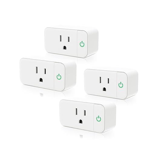 Smart Plug 15A, Smart Life Wi-Fi Outlet Compatible with Alexa, Google Home & Echo, App Control, Timer Function & Group Control, Schedule, Voice Control, 2.4GHz, FCC Certified, White, 4-Pack