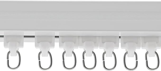 Electric Curtain Track, 7.08-13.78ft Motorized Curtain Track Kit DIY Electric Curtain Rod Smart Electric Curtain Rail with Remote Control for Home & Office, White, 88lbs Capacity