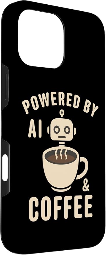 Powered by AI and Coffee Robot Case for iPhone 16 Pro Max
