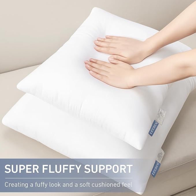 Leeden 16x16 Pillow Inserts Pack of 4, 16 Inch Throw Pillow Inserts, Soft Fluffy Decorative Square Throw Pillows for Couch, Sofa, Bed, and Home Decor White Pillows
