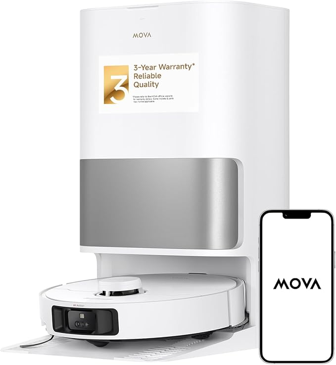 MOVA P10 Pro Ultra Robot Vacuum and Mop 13,000Pa Suction, 140°F Hot Water Auto Mop Washing & Drying, Dual Spinning Extenable Mop,10.5mm Lifting for Carpet, 360°Obstacle Avoidance, App Control