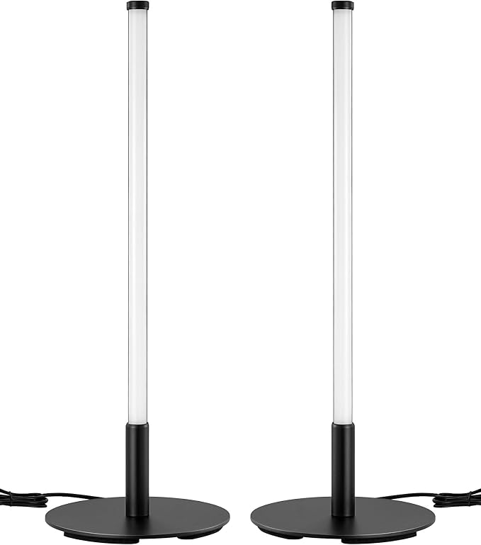 EDISHINE Upgraded LED Table Lamp Set of 2, Stepless Dimmable Bedside Lamps with Metal Finish & 3 Color Temperature, 6W Modern Desk Lamps, Black Nightstand Lamp for Bedroom, Living Room, Corner, Gift | Stepless Dimmable, Metal Finish, 3 Color Temperatur...