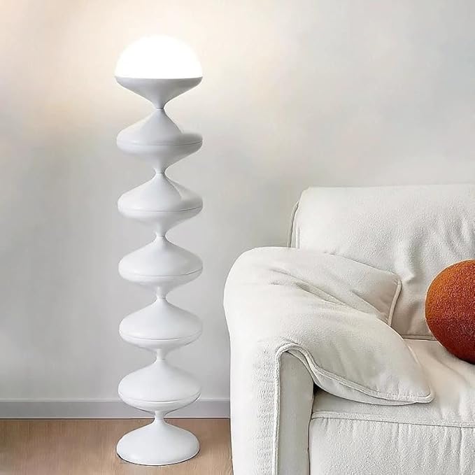 CraftThink Modern Floor Lamp, 47-Inch Height Corner With Acrylic Bowl Shade, Tall Standing With Foot Switch for Bedroom Reading Living Room, Bulb Included (Black, Warm Light)