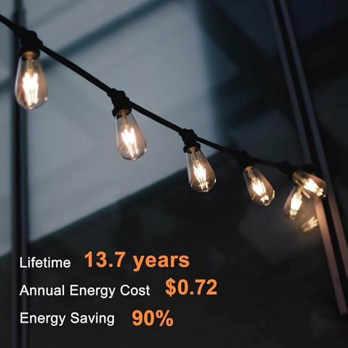 TJOY Edison Light Bulbs, Dimmable Vintage LED Light Bulbs, E26 Medium Base, Warm White 2700K, ST58, 6W, 800LM, 80+ CRI, Antique Decorative LED Filament, Clear Glass, 6 Pack