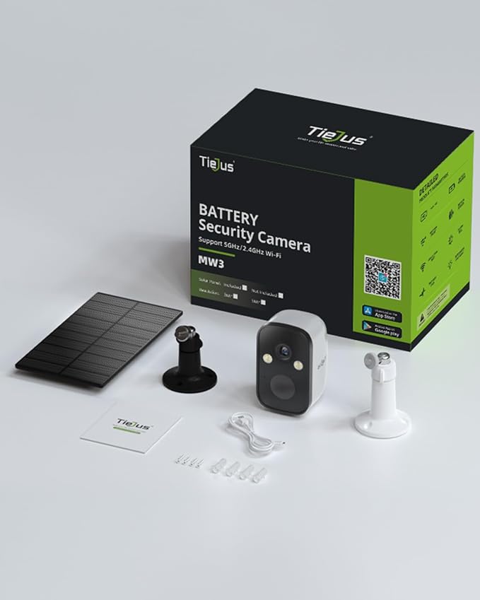 2K Solar Security Cameras Wireless Outdoor, 5G/2.4G Dual WiFi | Powered by Sun Rechargeable Battery Backup, Color Night Vision, PIR AI Motion Detection, 2 Way Talk, IP66, Works with Alexa