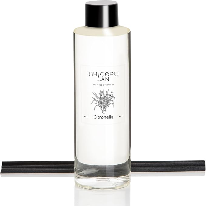 Chloefu LAN Citronella Essential Oil Diffuser Refill 6.76 fl oz Natural Oil - Best for SPA and Home, 0% Alcohol, Summer Camping Scented Oil for Patio, Garden, Balcony