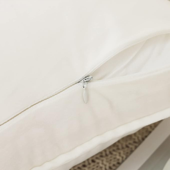Velvet Cream white Throw Pillow Covers 12”x20”Pack of 2 Soft Decorative | Square Cushion Covers for Couch Sofa Bed Livingroom Car Home Decor,30x50Cm